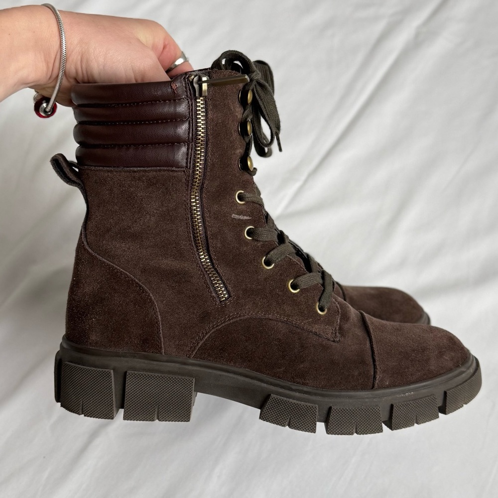 Aqua College Women's Palmer Waterproof Suede Booties - Chocolate Brown size 10